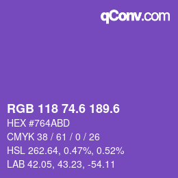カラーコード: RGB 118 74.6 189.6 | qconv.com