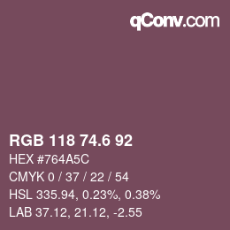 カラーコード: RGB 118 74.6 92 | qconv.com
