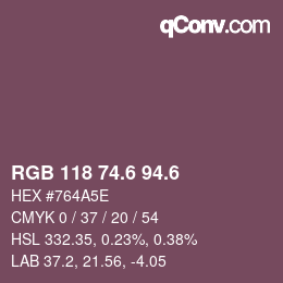 カラーコード: RGB 118 74.6 94.6 | qconv.com