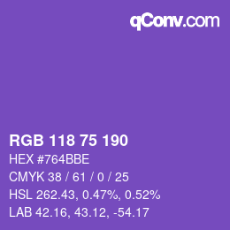 カラーコード: RGB 118 75 190 | qconv.com