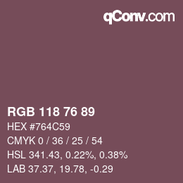 颜色代码: RGB 118 76 89 | qconv.com