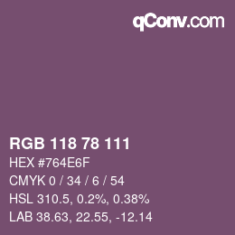 Color code: RGB 118 78 111 | qconv.com