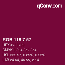 Color code: RGB 118 7 57 | qconv.com
