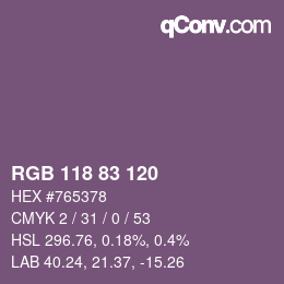 Color code: RGB 118 83 120 | qconv.com