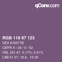 Código de color: RGB 118 87 123 | qconv.com