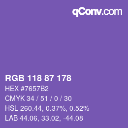 Farbcode: RGB 118 87 178 | qconv.com