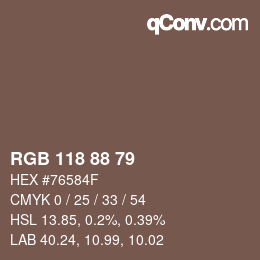 Farbcode: RGB 118 88 79 | qconv.com