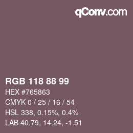 Código de color: RGB 118 88 99 | qconv.com