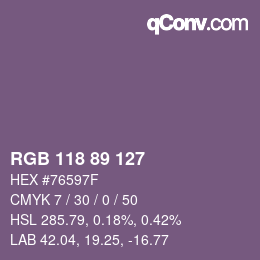 Code couleur: RGB 118 89 127 | qconv.com
