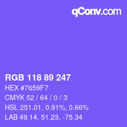 Color code: RGB 118 89 247 | qconv.com