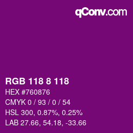 カラーコード: RGB 118 8 118 | qconv.com