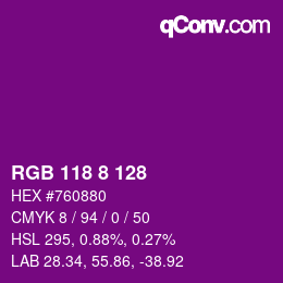 カラーコード: RGB 118 8 128 | qconv.com