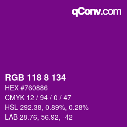 カラーコード: RGB 118 8 134 | qconv.com