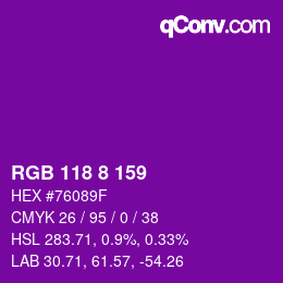Color code: RGB 118 8 159 | qconv.com