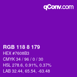Color code: RGB 118 8 179 | qconv.com