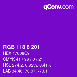 Color code: RGB 118 8 201 | qconv.com