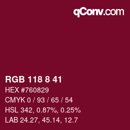 Color code: RGB 118 8 41 | qconv.com