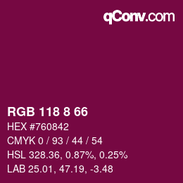 カラーコード: RGB 118 8 66 | qconv.com