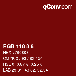 Código de color: RGB 118 8 8 | qconv.com