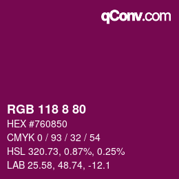 Color code: RGB 118 8 80 | qconv.com