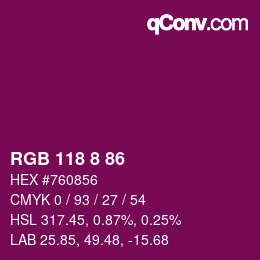 Color code: RGB 118 8 86 | qconv.com