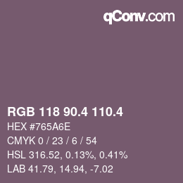 カラーコード: RGB 118 90.4 110.4 | qconv.com