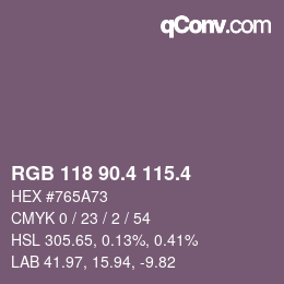 カラーコード: RGB 118 90.4 115.4 | qconv.com