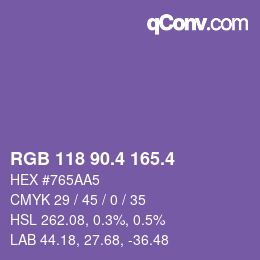 カラーコード: RGB 118 90.4 165.4 | qconv.com