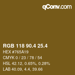 カラーコード: RGB 118 90.4 25.4 | qconv.com