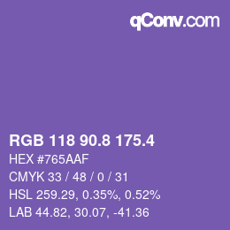 カラーコード: RGB 118 90.8 175.4 | qconv.com