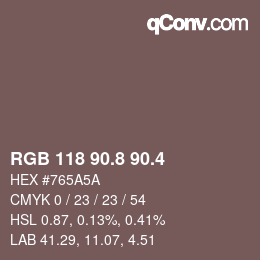 カラーコード: RGB 118 90.8 90.4 | qconv.com