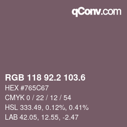 カラーコード: RGB 118 92.2 103.6 | qconv.com