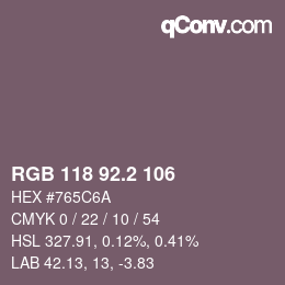 カラーコード: RGB 118 92.2 106 | qconv.com