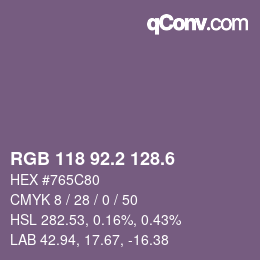 カラーコード: RGB 118 92.2 128.6 | qconv.com
