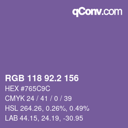 カラーコード: RGB 118 92.2 156 | qconv.com