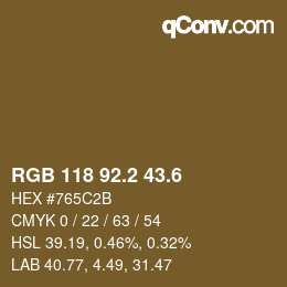 カラーコード: RGB 118 92.2 43.6 | qconv.com
