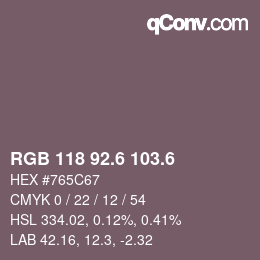 カラーコード: RGB 118 92.6 103.6 | qconv.com