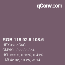 カラーコード: RGB 118 92.6 108.6 | qconv.com