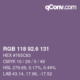 カラーコード: RGB 118 92.6 131 | qconv.com