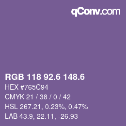 カラーコード: RGB 118 92.6 148.6 | qconv.com