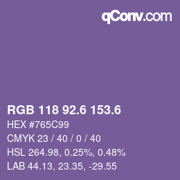 カラーコード: RGB 118 92.6 153.6 | qconv.com