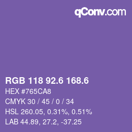 カラーコード: RGB 118 92.6 168.6 | qconv.com
