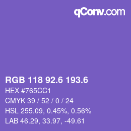 カラーコード: RGB 118 92.6 193.6 | qconv.com