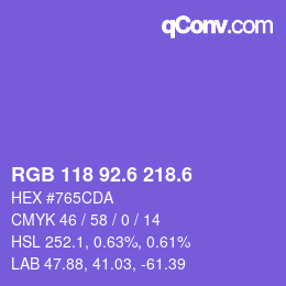 カラーコード: RGB 118 92.6 218.6 | qconv.com