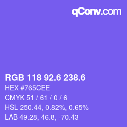 カラーコード: RGB 118 92.6 238.6 | qconv.com
