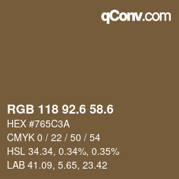 カラーコード: RGB 118 92.6 58.6 | qconv.com