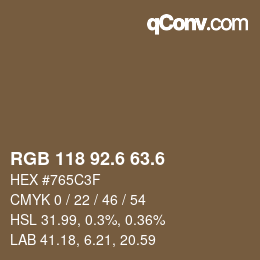 カラーコード: RGB 118 92.6 63.6 | qconv.com
