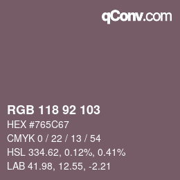 カラーコード: RGB 118 92 103 | qconv.com