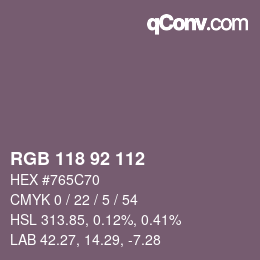 カラーコード: RGB 118 92 112 | qconv.com