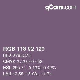 カラーコード: RGB 118 92 120 | qconv.com